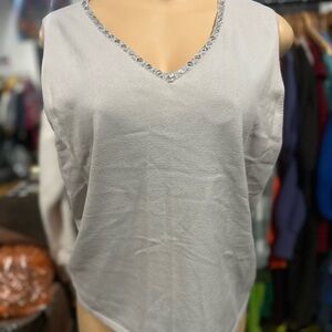 Jones New York Silver V-Neck Blouse